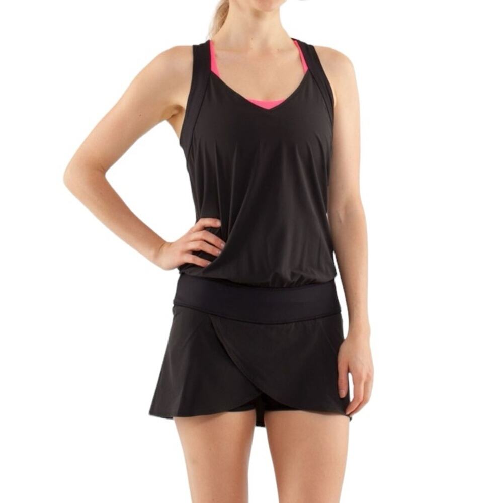 Lululemon Run For Your Money Black Mini Jumper Dress size 6